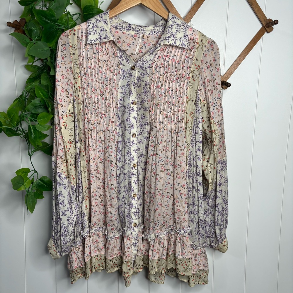 Free People Lost In You Printed Floral Tunic X-Small